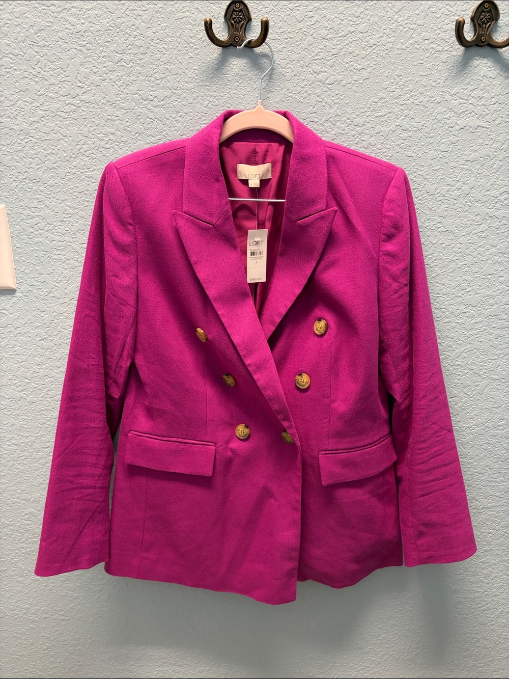 LOFT Fuchsia Double-Breasted Blazer and Riviera Slim Pants - Picture 4 of 5